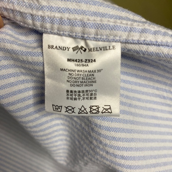 Brandy Melville Women's Button up Top, One Size, Blue & White Stripe - Picture 5 of 9